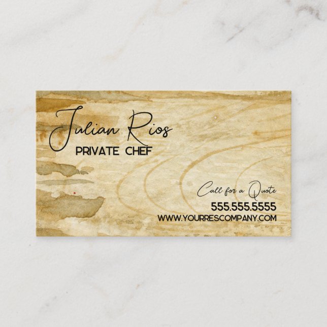 Watercolor Chef Restaurant Cutting Board Business Card (Front)
