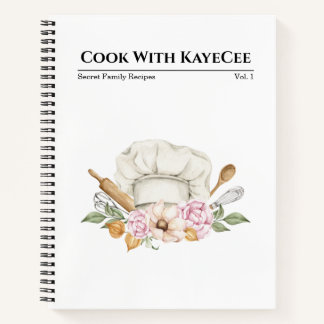 Watercolor Chef’s Hat Bouquet Recipe Notebook