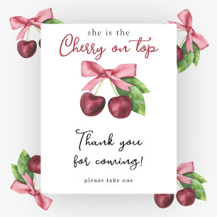 Watercolor cherries baby shower - Thank you Poster