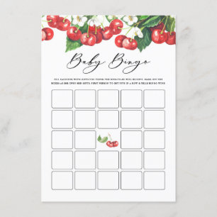 Watercolor Cherries Branches Baby Shower Bingo Enclosure Card