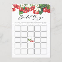 Watercolor Cherries Branches Bridal Shower Bingo