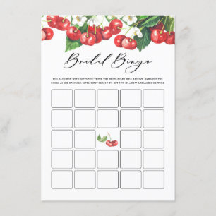 Watercolor Cherries Branches Bridal Shower Bingo Enclosure Card