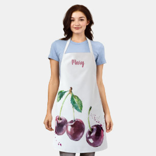 Watercolor Cherries Customisable Apron