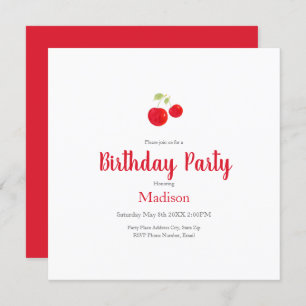 Watercolor Cherries Invitation