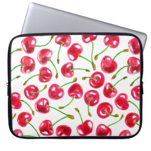 Watercolor cherries pattern laptop sleeve