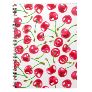 Watercolor cherries pattern notebook