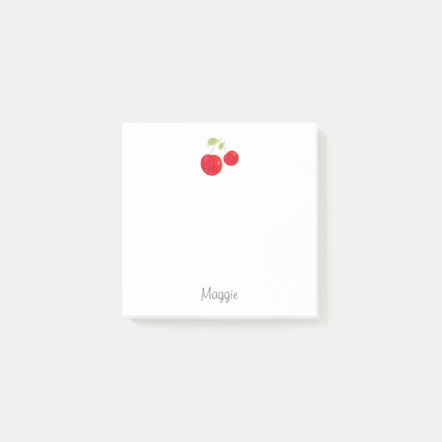Watercolor Cherries Post-it Notes (Front)
