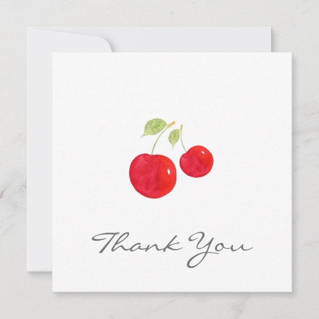 Watercolor Cherries Thank You Card (Front)