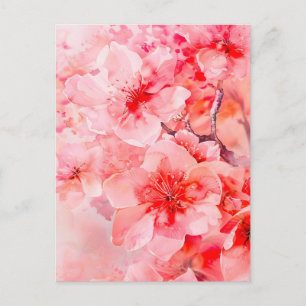 Watercolor Cherry Blossom Bliss Holiday Postcard