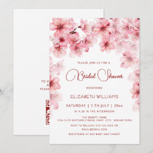Watercolor Cherry Blossom Bridal Shower Invitation
