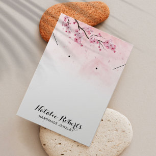 Watercolor Cherry Blossom Earring Necklace Display