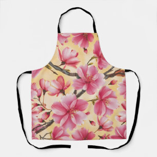 "Watercolor Cherry Blossom Floral Pattern" Apron