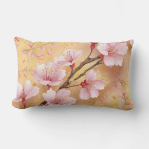 "Watercolor Cherry Blossom Floral Pattern" Lumbar Cushion