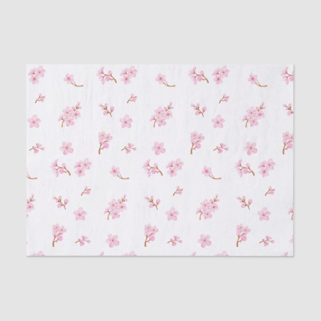 Watercolor Cherry Blossom Flowers  Tissue Paper (Front)