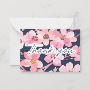 Watercolor Cherry Blossom Gratitude Thank You Note Card