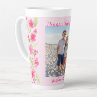 Watercolor Cherry Blossom NONNA Photo PERSONALIZE Latte Mug