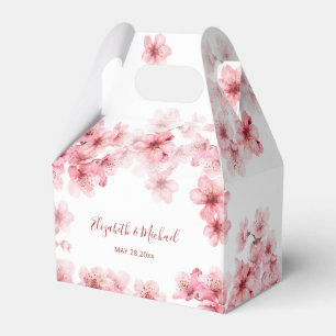 Watercolor Cherry Blossom Pink White Wedding Favour Box