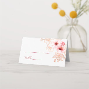 Watercolor Cherry Blossom Pink White Wedding Place Card