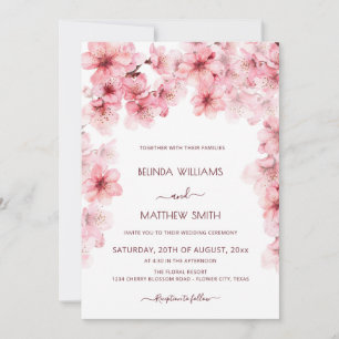  Watercolor Cherry Blossom Wedding Invitation