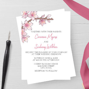 Watercolor Cherry Blossom Wedding Invitation
