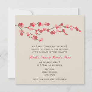 Watercolor Cherry Blossom Wedding Invite