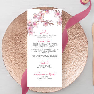 Watercolor Cherry Blossom Wedding Menu