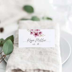 Watercolor Cherry Blossom Wedding Place Card