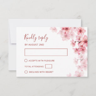 Watercolor Cherry Blossom Wedding RSVP Card