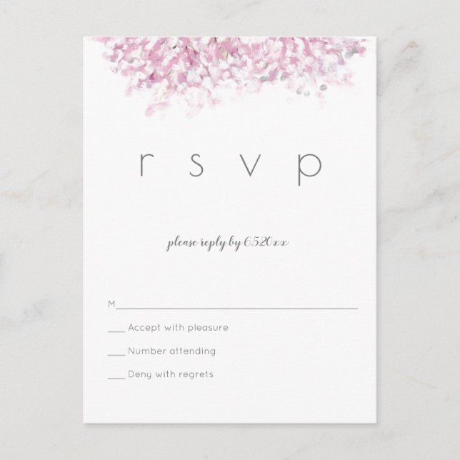 Watercolor cherry blossom wedding rsvp postcards (Front)