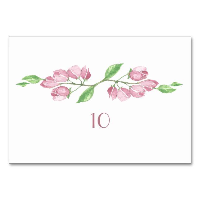 Watercolor Cherry Blossom Wedding Table Card (Front)