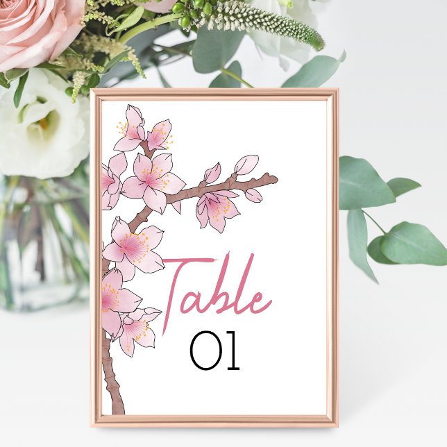 Watercolor Cherry Blossom Wedding Table Number (Creator Uploaded)