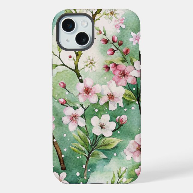 Watercolor Cherry Blossoms iPhone Case (Back)