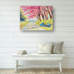 Watercolor Cherry Blossoms Landscape Canvas Print<br><div class="desc">A serene watercolor path lined with pink cherry blossom trees.</div>