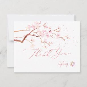 Watercolor Cherry Blossoms Mitzvah ✡ Thank You