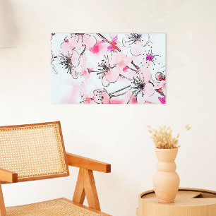 Watercolor Cherry Blossoms Spring Illustration Canvas Print