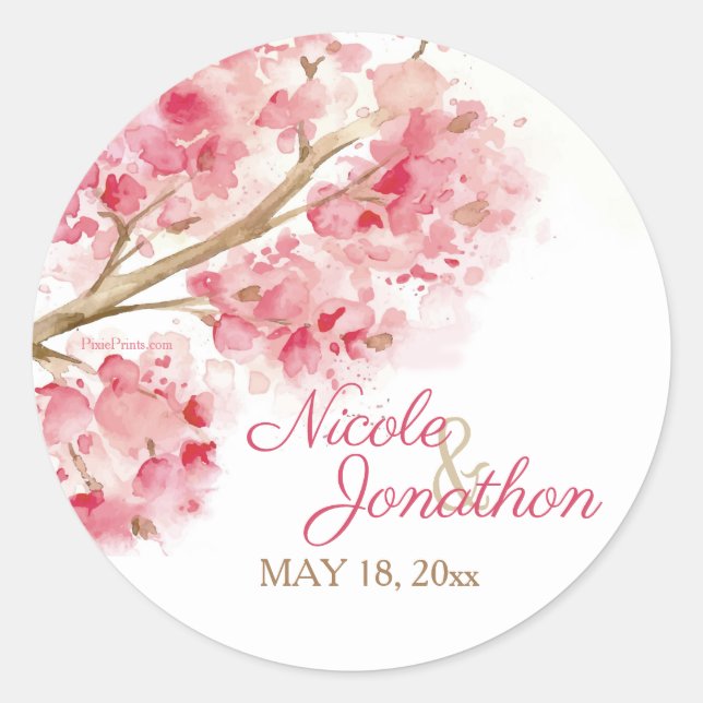Watercolor Cherry Blossoms Sticker (Front)