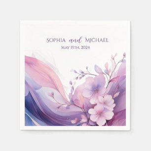 Watercolor Cherry Blossoms-Wedding- Napkins