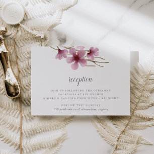 Watercolor Cherry Blossoms Wedding Reception Invitation
