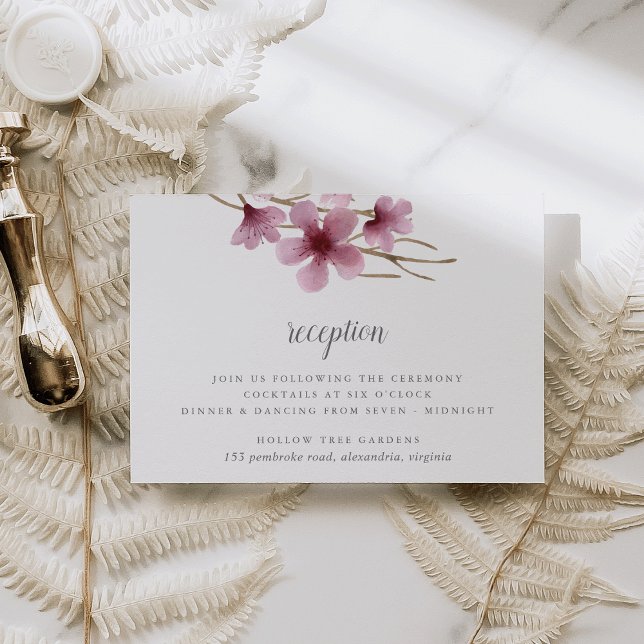 Watercolor Cherry Blossoms Wedding Reception Invitation (Creator Uploaded)