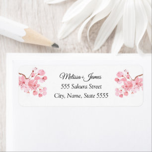 Watercolor Cherry blossoms  Wedding Return address Label