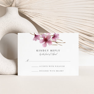 Watercolor Cherry Blossoms Wedding RSVP Card