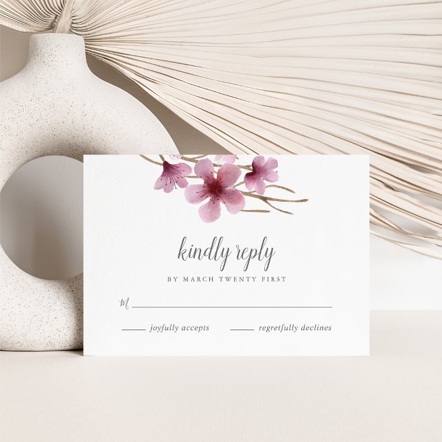 Watercolor Cherry Blossoms Wedding RSVP Card (Creator Uploaded)