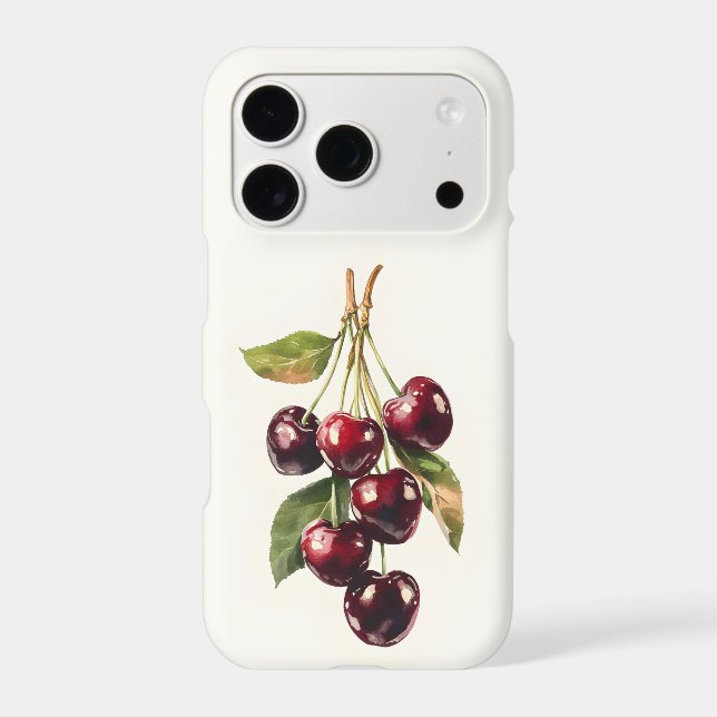 Watercolor Cherry Bunch iPhone Case | Cherry Red (Back)