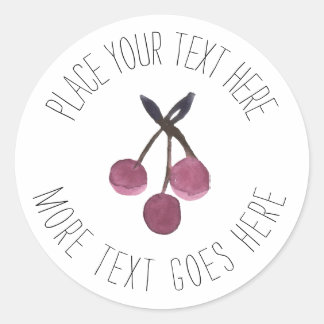 Watercolor Cherry Custom Sticker or Label