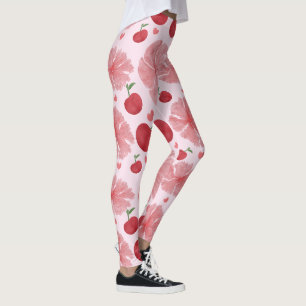 Watercolor Cherry Floral Pattern, Cute Cherries  Leggings