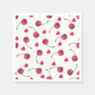 Watercolor Cherry Heart Napkin