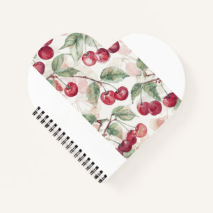 Watercolor Cherry Pattern – Botanical Fruit Art Notebook