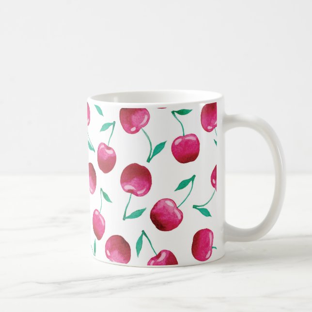 Watercolor Cherry Pattern Coffee Mug (Right)