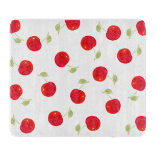 Watercolor Cherry Pattern Cutting Board