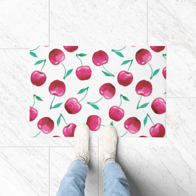 Watercolor Cherry Pattern Doormat (Indoor)